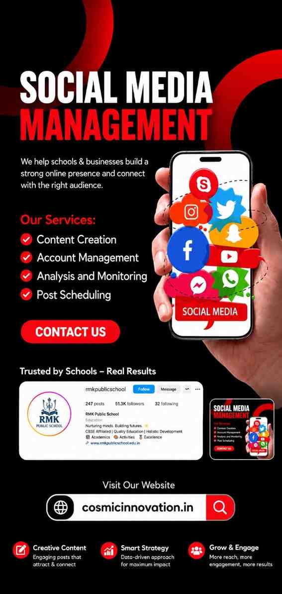 Social Media Management mobile preview — Cosmicinnovation Lab